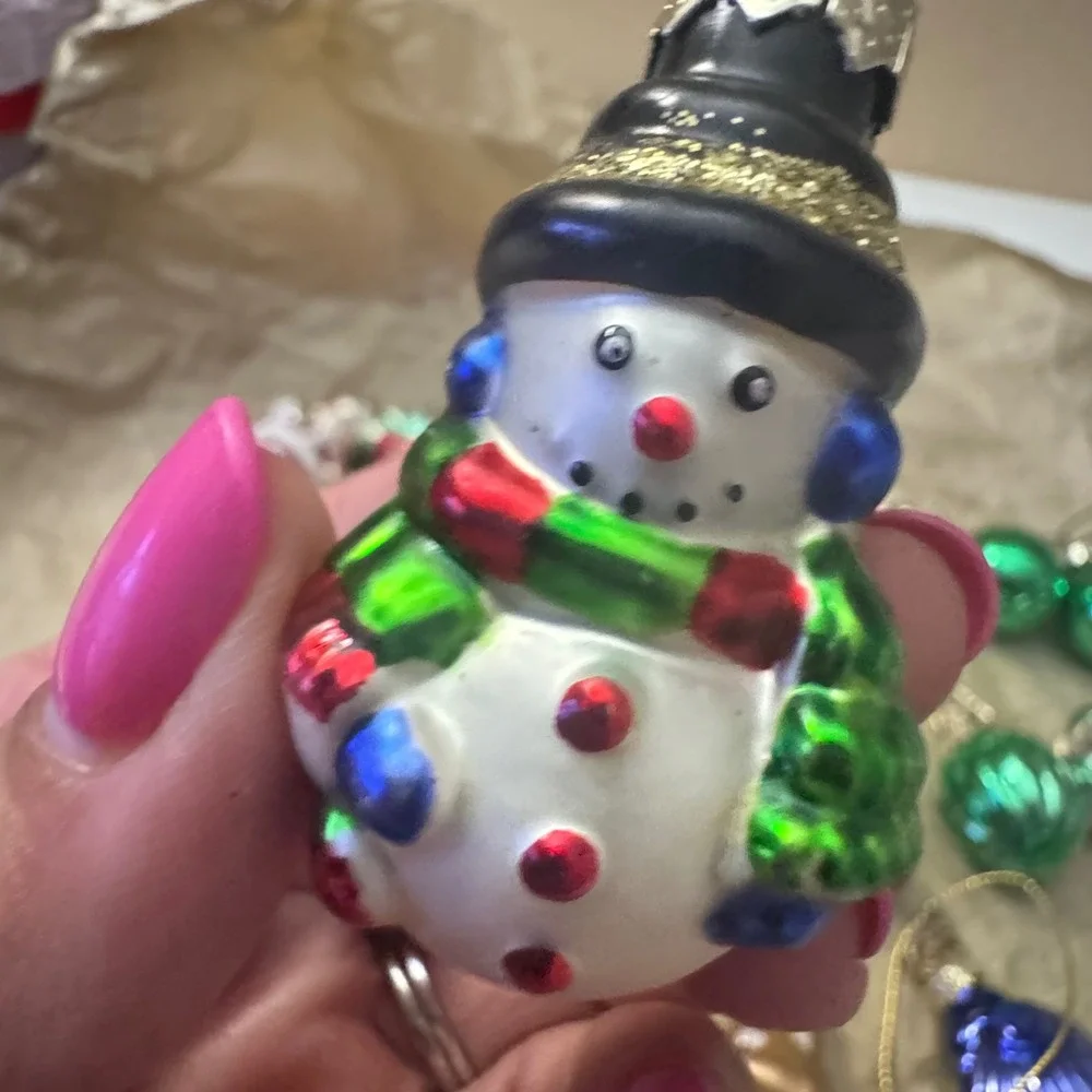 Vintage Style Mini Glass Christmas Ornaments Lot Santa Snowman Baubles 33pc lot